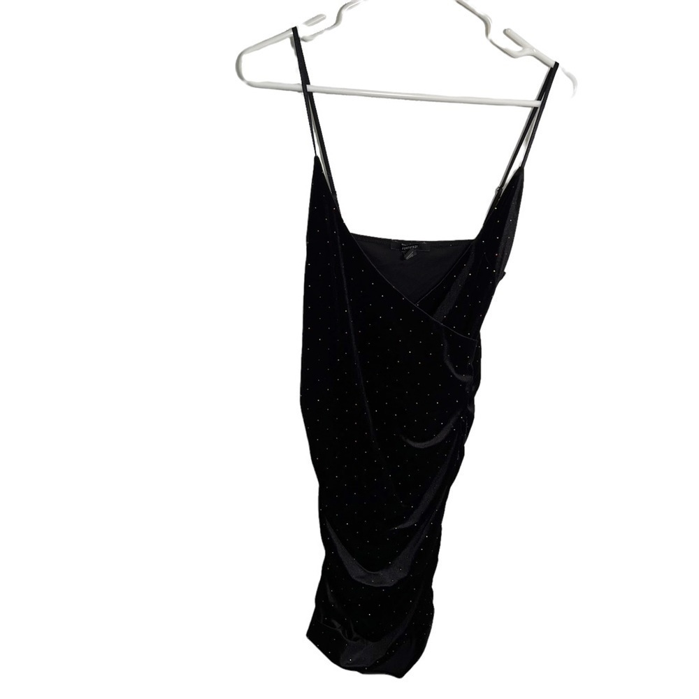Forever 21 Women's Size Medium Sleeveless Mini Dress Black Velvet Rhinestones
